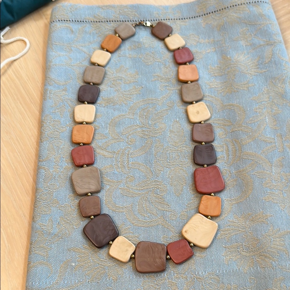Vintage Multicolor Square Bead Necklace